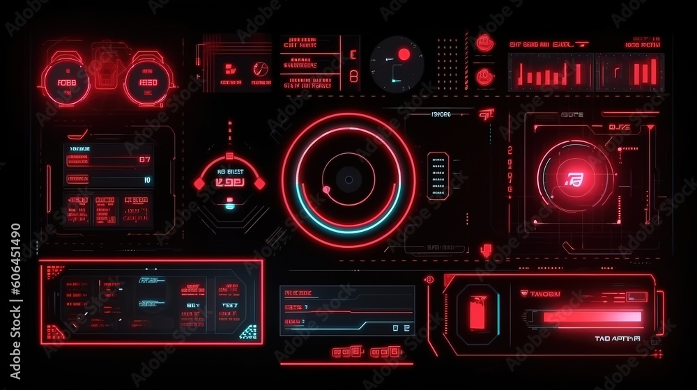 Poster Futuristic download progress bar HUD. Hud,GUI for game background design. Technology background. Digital data. Generative AI