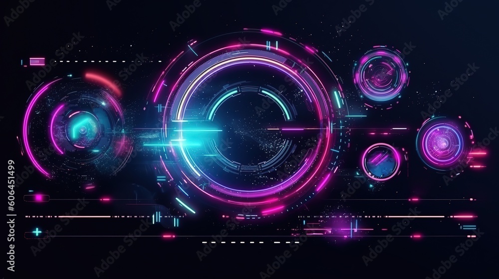 Poster Futuristic download progress bar HUD. Hud,GUI for game background design. Technology background. Digital data. Generative AI