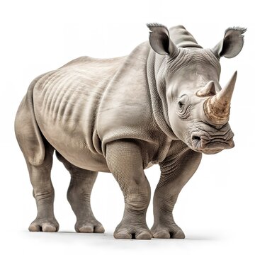 Adult Rhino Isolated On White Background