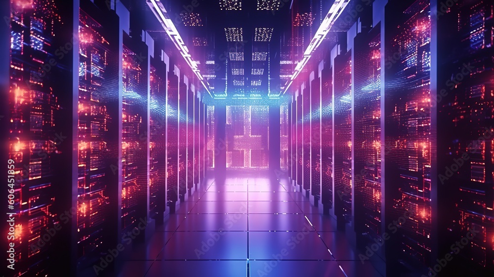 Aufkleber Futuristic image of server data storage.Hud,GUI for game background design. Technology background. Digital data. Generative AI