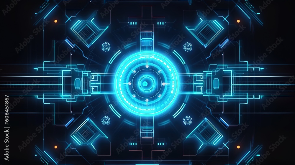 Poster Set of Sci Fi Modern User Interface Elements.Hud,GUI for game background design. Technology background. Digital data. Generative AI