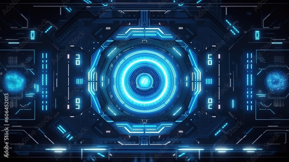 Aufkleber HUD Futuristic Interface.Hud,GUI for game background design. Technology background. Digital data. Generative AI