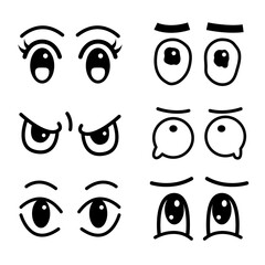 Set of cartoon eyes for element, facial expression, face