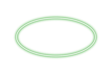 Neon green circle frame png. Glowing frame on transparent background.