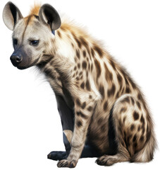 Striped hyena isolated on a white or transparent background as PNG, generative AI animal - obrazy, fototapety, plakaty