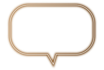 Neon brown chat bubble png. Glowing speech bubble on transparent background. - obrazy, fototapety, plakaty