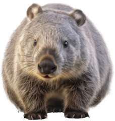 Close up portrait of a wombat isolated on a white background, generative AI animal