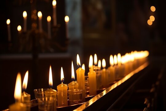 Candles in a Christian Orthodox church background. 