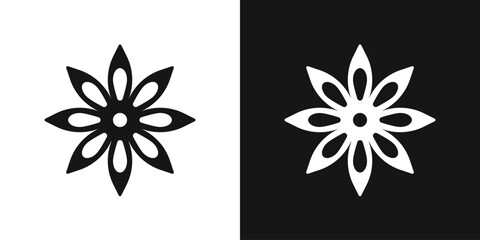 Star anise vector sign. Badian spice, star anise fruit icon