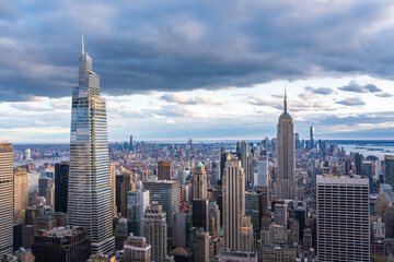 Fototapeta premium New York City Midtown Aerial view at sunset