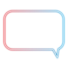 Neon chat bubble png. Glowing speech bubble on transparent background.