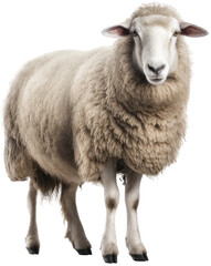 Fototapeta premium Domestic sheep isolated on a white background as transparent PNG, generative AI animal
