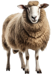 Fototapeta premium Domestic sheep isolated on a white background, generative AI animal