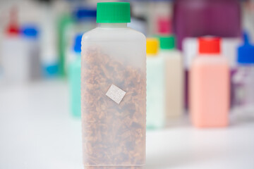 plastic jars of freeze-dried food