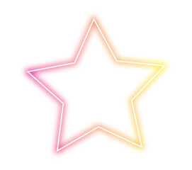 Neon star shape png. Glowing red and yellow star on transparent background.