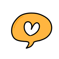Yellow speech bubble chat with Heart