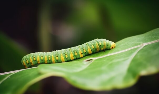 green caterpillar on a leaf HD 8K wallpaper Stock Photography Photo Image