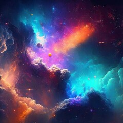 Fototapeta premium Colorful cosmic clouds. Generative AI. Interstelar landscape