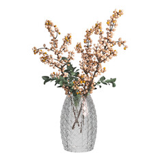 vase with flowers isolated on transparent background PNG file.Floral arrangement, bouquet of garden...