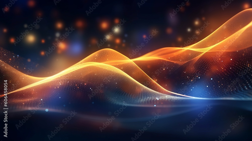 Poster dark blue and glow particle abstract background - abstract light background, generative ai