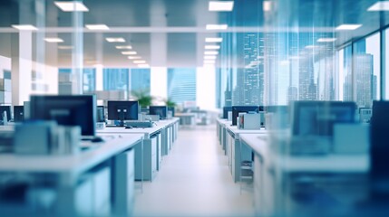 Abstract blurred office interior room. blurry working space with defocused effect. use for background or backdrop in business concept, modern office interior, office interior, Generative AI