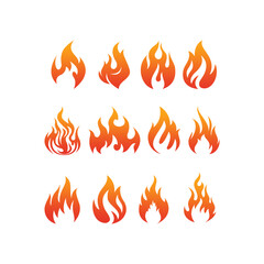 icon set Fire flame logo vector illustration design template. vector fire flames sign illustration isolated. fire icon