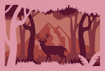 Deer Shadow Box Layered Papercut