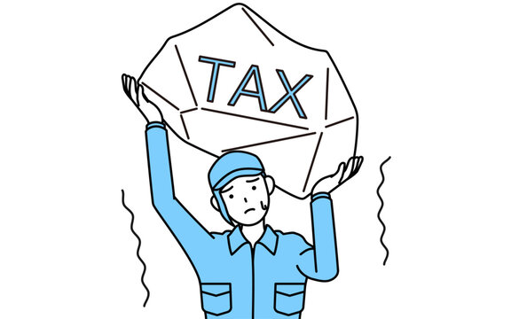 man struggling with tax burden clip art preview