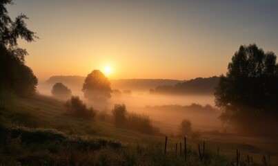 Naklejka na ściany i meble sunrise over the river HD 8K wallpaper Stock Photography Photo Image