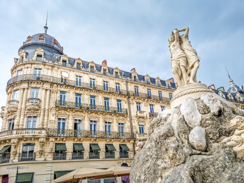 The Place de la Comedie square in Montpellier, Herault in Southern France