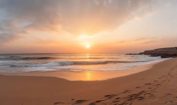 sunset over the beach HD 8K wallpaper Stock Photography Photo Image