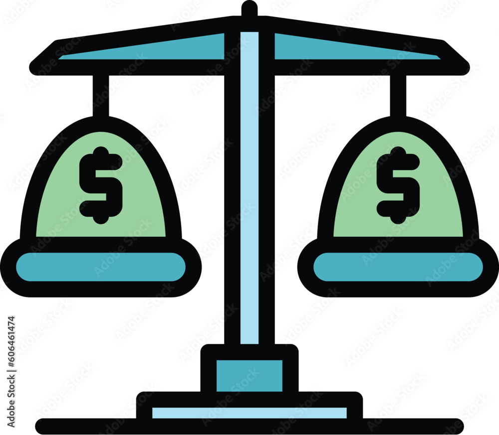 Poster cash scale icon. outline cash scale vector icon for web design isolated on white background color fl