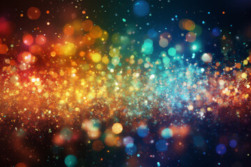 Fototapeta na wymiar Abstract bokeh background of colorful glowing sparkles in soft focus. AI generated content