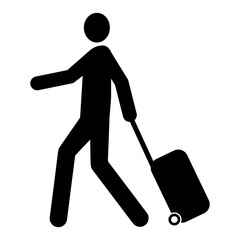 silhouette of person with suitcase (traveler icon)