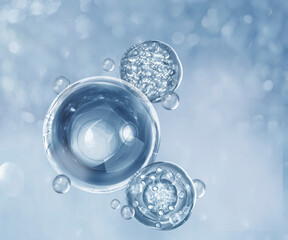 blue bubble background for cosmetic product