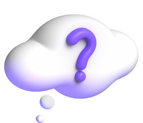 3d question mark in comic bubble cloud 