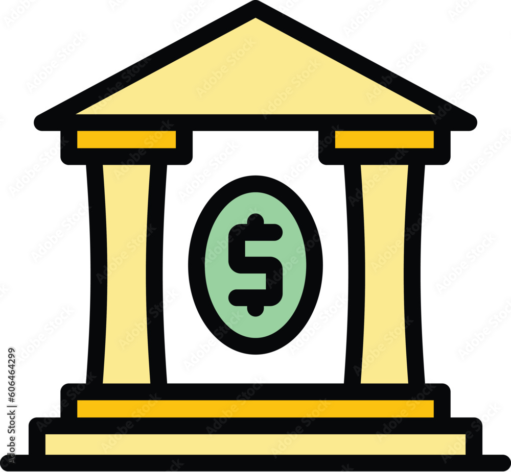 Poster bank building icon. outline bank building vector icon for web design isolated on white background co