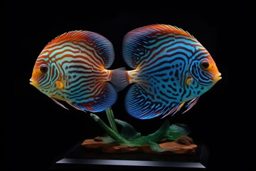 A stunning display of couple Discus fish