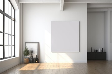 Blank White Photo Frame Mockup in the Modern Interior Background Generative AI