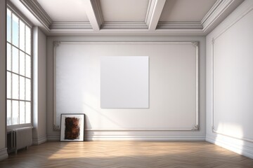 Fototapeta na wymiar Blank White Photo Frame Mockup in the Modern Interior Background Generative AI
