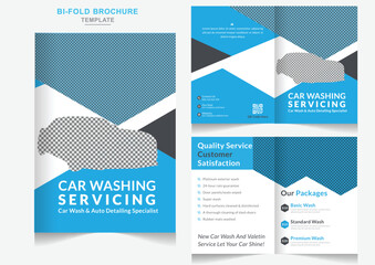 Cleaning service company car wash business Bi-fold brochure cleaning service brochure design 