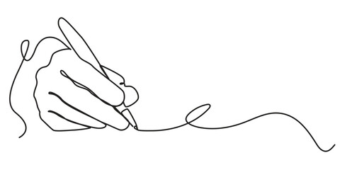 One line hand writing continuous line drawing hand with pen line art illustration