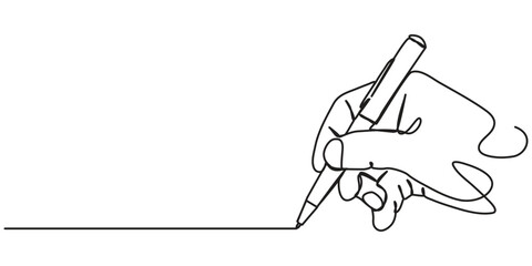 One line hand writing continuous line drawing hand with pen line art illustration