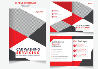 Car wash agency business Bi-fold brochure cleaning service brochure design, bifold brochure template