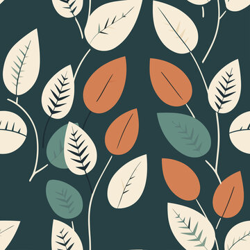 Leafy Serenity: Minimalistic Plant Pattern. Generative AI © bdrvoloshin