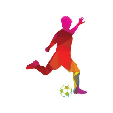Football soccer player man in action simple white background. Vector illustration