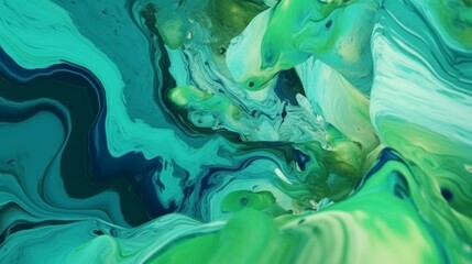 Abstract background green watercolor paint liquid fluid. Ai generative.