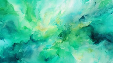 Fototapeta na wymiar Abstract background green watercolor paint liquid fluid. Ai generative.
