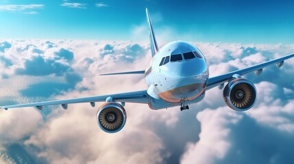 Naklejka na ściany i meble Airplane in the sky beautiful aircraft in the sky. AI generative.
