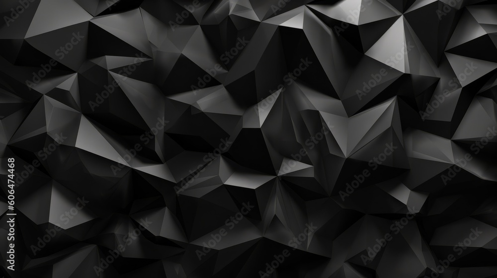 Wall mural black polygonal abstract background. triangular texture. generative ai